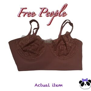 Free People Underwire Lace Longline Bra, Small, Vintage Rose, NWT